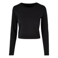 Black - Front - Build Your Brand Womens-Ladies Long-Sleeved Crop Top