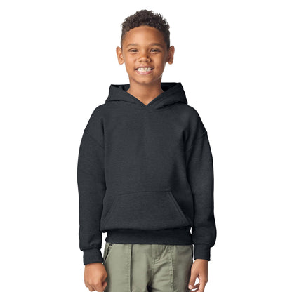 Fan Charcoal Heather - Side - Gildan Childrens-Kids Heavy Blend Hoodie