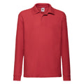 Red - Front - Fruit of the Loom Childrens-Kids Long-Sleeved Polo Shirt