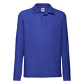 Royal Blue - Front - Fruit of the Loom Childrens-Kids Long-Sleeved Polo Shirt
