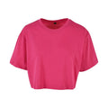 Hibiscus Pink - Front - Build Your Brand Womens-Ladies Oversized Short-Sleeved Crop Top