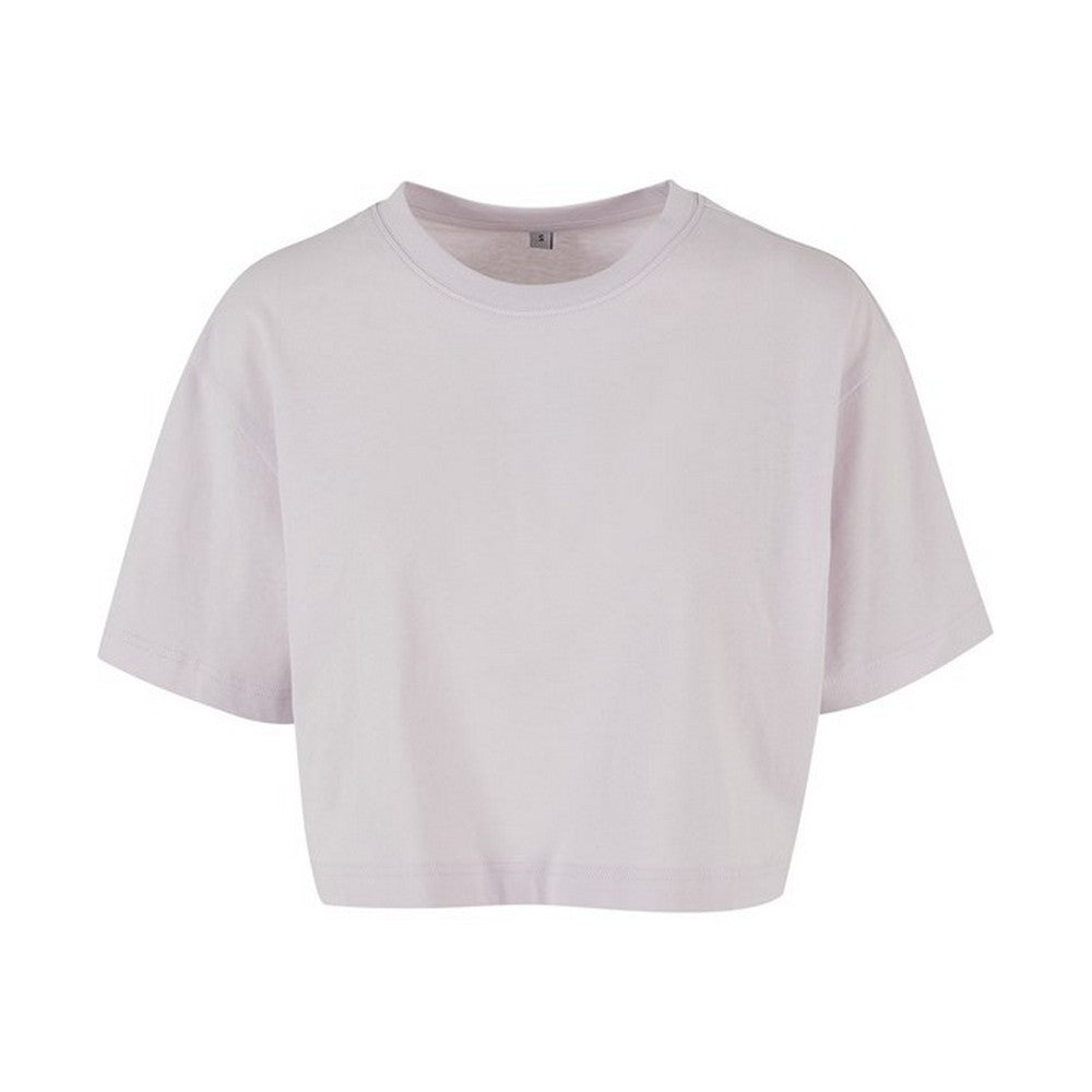 Soft Lilac - Front - Build Your Brand Womens-Ladies Oversized Short-Sleeved Crop Top