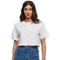 White - Back - Build Your Brand Womens-Ladies Oversized Short-Sleeved Crop Top