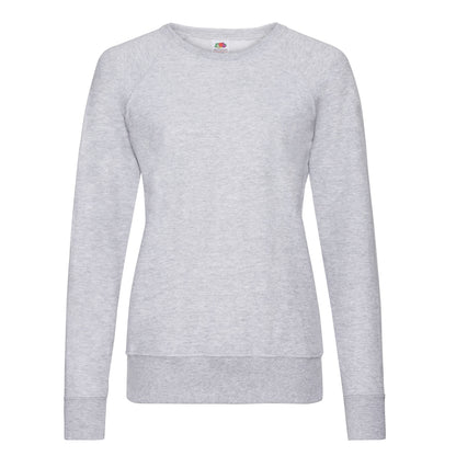 Heather Grey - Front - Fruit of the Loom Womens-Ladies Lightweight Lady Fit Raglan Sweatshirt