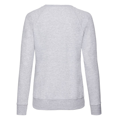 Heather Grey - Back - Fruit of the Loom Womens-Ladies Lightweight Lady Fit Raglan Sweatshirt