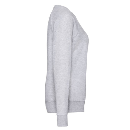 Heather Grey - Side - Fruit of the Loom Womens-Ladies Lightweight Lady Fit Raglan Sweatshirt