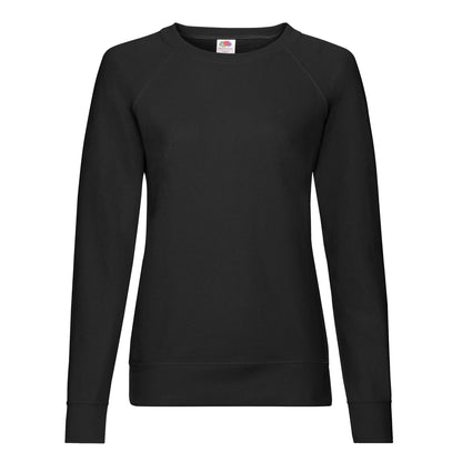 Black - Front - Fruit of the Loom Womens-Ladies Lightweight Lady Fit Raglan Sweatshirt