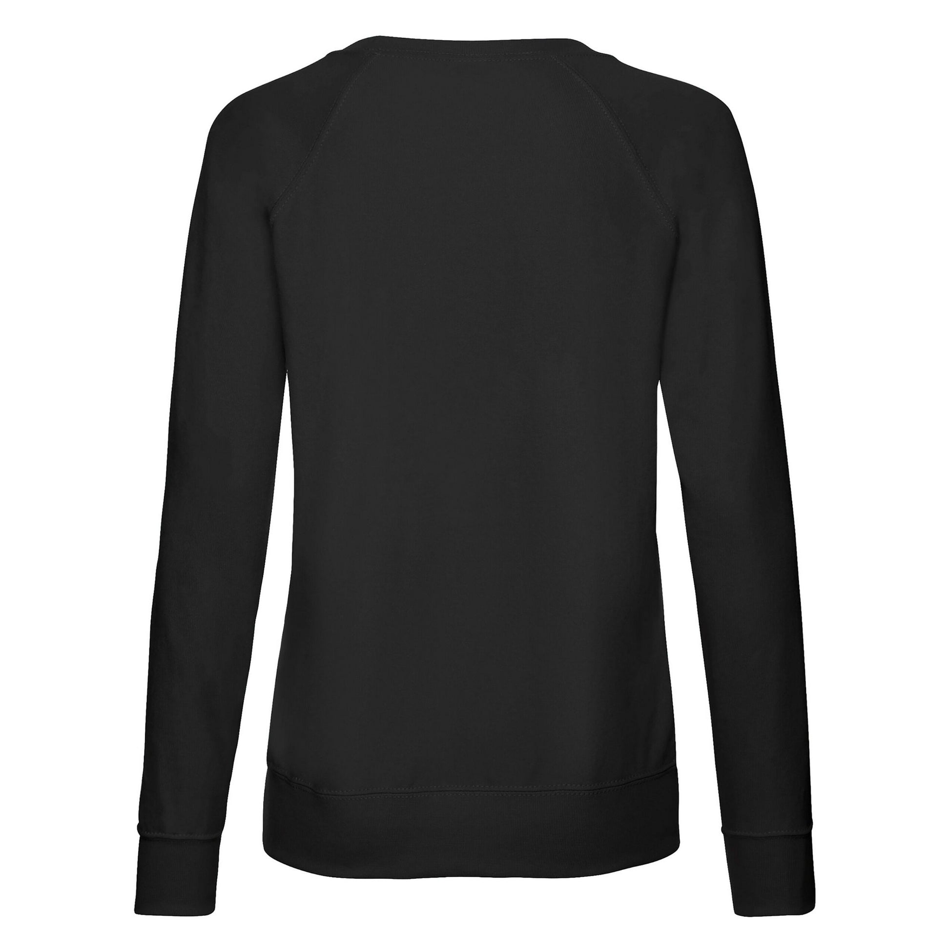Black - Back - Fruit of the Loom Womens-Ladies Lightweight Lady Fit Raglan Sweatshirt