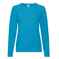 Azure Blue - Front - Fruit of the Loom Womens-Ladies Lightweight Lady Fit Raglan Sweatshirt
