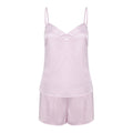 Light Pink - Front - Towel City Womens-Ladies Satin Short Pyjama Set
