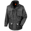 Black - Front - WORK-GUARD by Result Mens Sabre Padded Long Coat