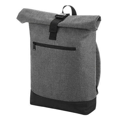Grey Marl-Black - Front - Bagbase Roll Top Backpack