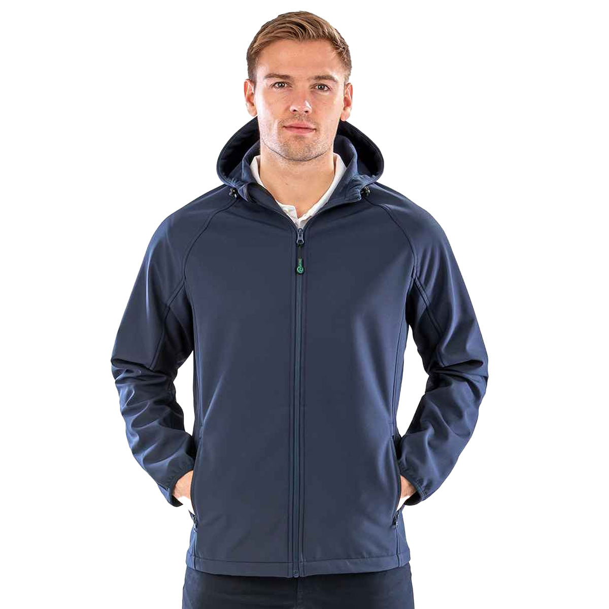 Navy - Side - Result Mens Hooded 3 Layer Recycled Soft Shell Jacket
