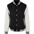 Black-White - Front - Build Your Brand Mens Old School College Varsity Jacket
