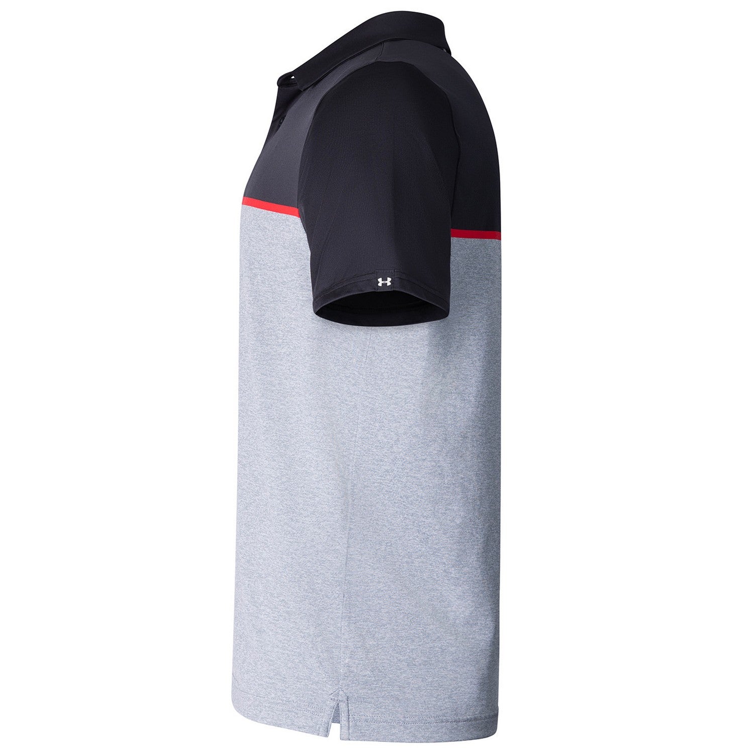 Black-Red-Black - Side - Under Armour Mens Playoff 3.0 Stripe Polo Shirt