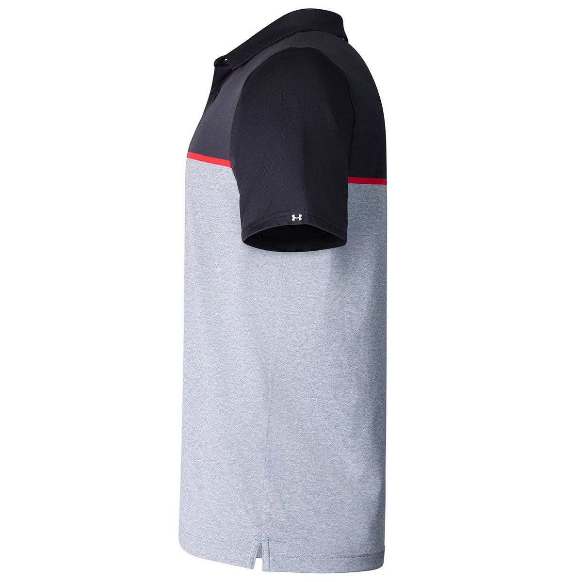 Black-Red-Black - Side - Under Armour Mens Playoff 3.0 Stripe Polo Shirt