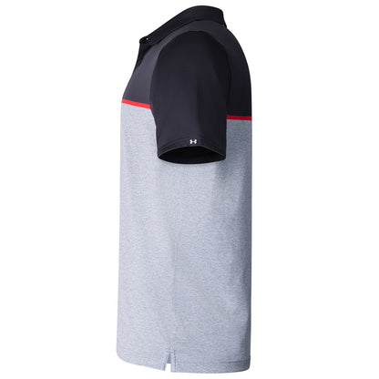 Black-Red-Black - Side - Under Armour Mens Playoff 3.0 Stripe Polo Shirt