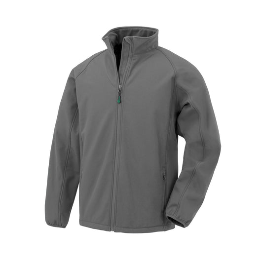 Grey - Front - Result Childrens-Kids Double Layered Recycled Soft Shell Jacket