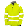 Fluorescent Yellow - Front - Result Unisex Adult Double Layered Recycled Soft Shell Jacket