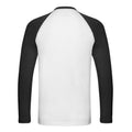 White-Black - Back - Fruit of the Loom Mens Contrast Long-Sleeved Baseball T-Shirt