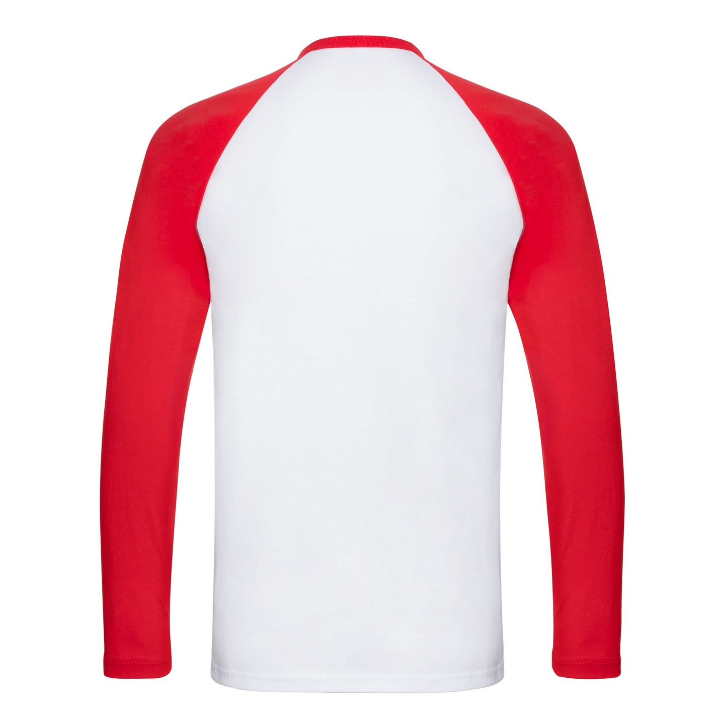 White-Red - Back - Fruit of the Loom Mens Contrast Long-Sleeved Baseball T-Shirt