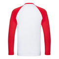 White-Red - Back - Fruit of the Loom Mens Contrast Long-Sleeved Baseball T-Shirt
