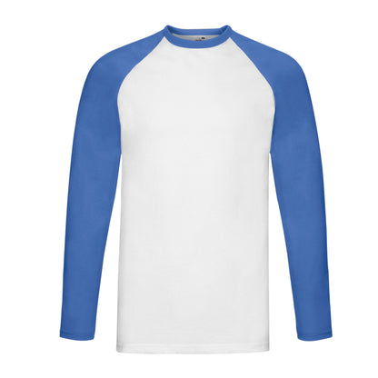 White-Royal Blue - Front - Fruit of the Loom Mens Contrast Long-Sleeved Baseball T-Shirt