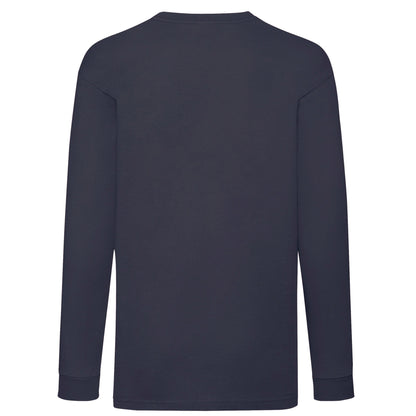 Deep Navy - Back - Fruit of the Loom Childrens-Kids Valueweight Plain Long-Sleeved T-Shirt