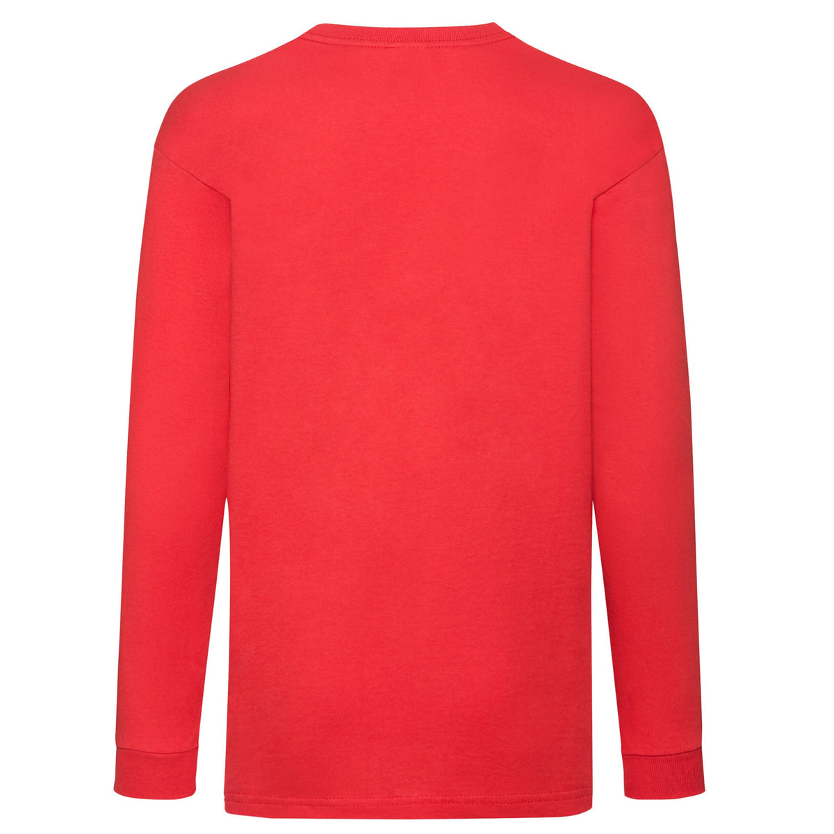 Red - Back - Fruit of the Loom Childrens-Kids Valueweight Plain Long-Sleeved T-Shirt