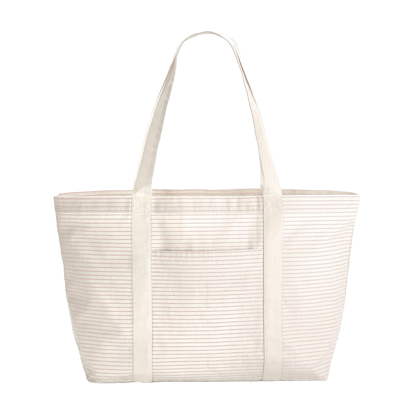 Red - Front - Westford Mill Striped Organic Cotton Shopper Bag