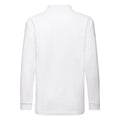 White - Back - Fruit of the Loom Childrens-Kids 65-35 Plain Long-Sleeved Polo Shirt