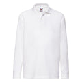 White - Front - Fruit of the Loom Childrens-Kids 65-35 Plain Long-Sleeved Polo Shirt