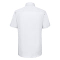 White - Back - Russell Collection Mens Plain Oxford Easy-Care Short-Sleeved Shirt