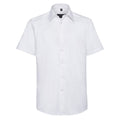 White - Front - Russell Collection Mens Plain Oxford Easy-Care Short-Sleeved Shirt