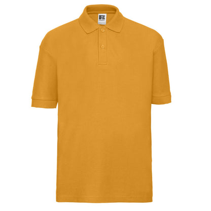 Gold - Front - Russell Childrens-Kids Classic Polycotton Polo Shirt