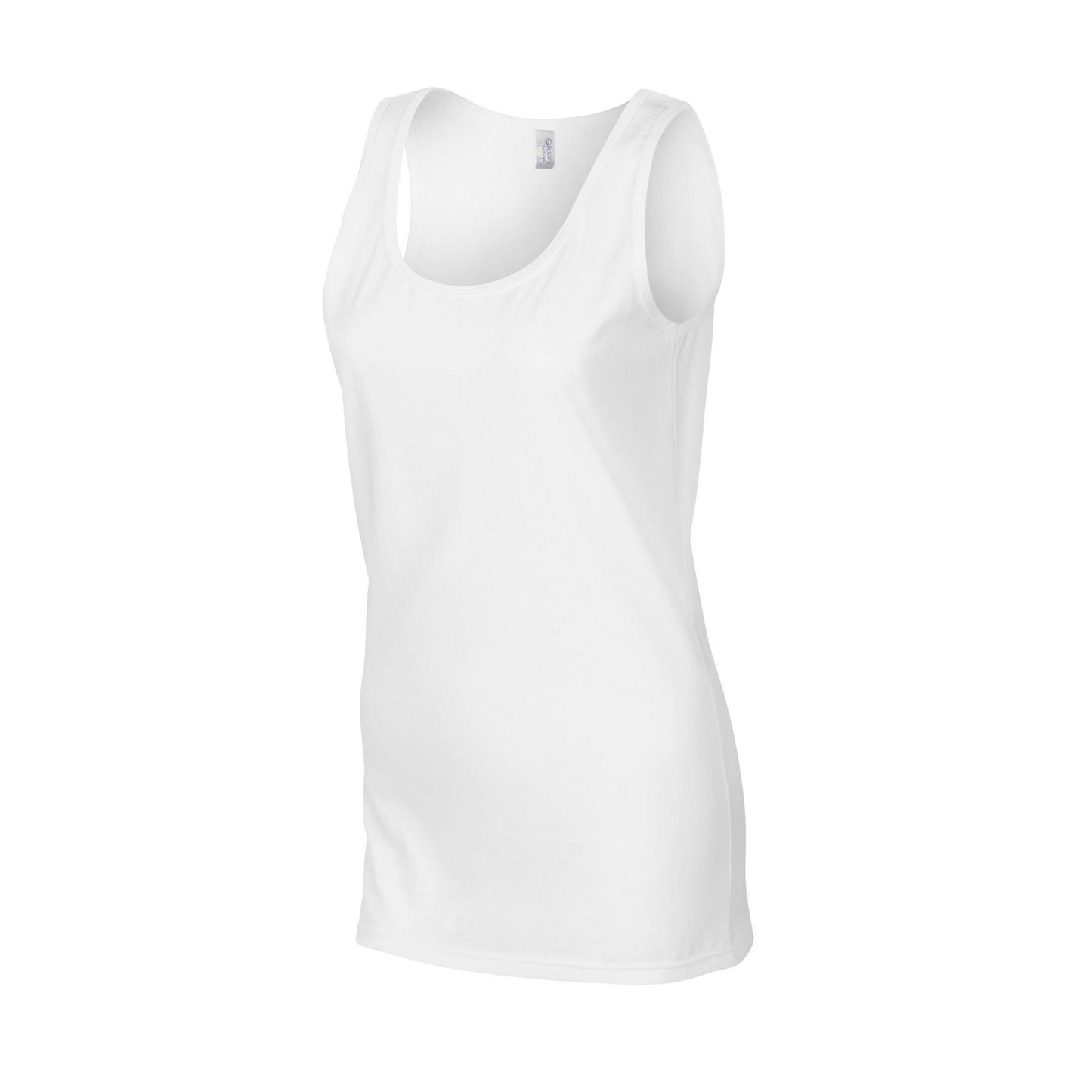 White - Side - Gildan Womens-Ladies Softstyle Tank Top