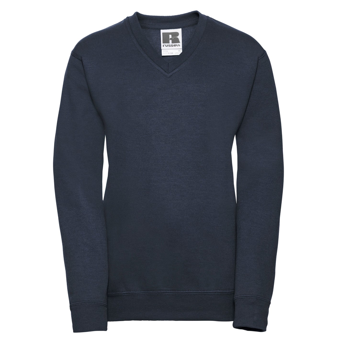 French Navy - Front - Russell Collection Childrens-Kids V Neck Sweatshirt