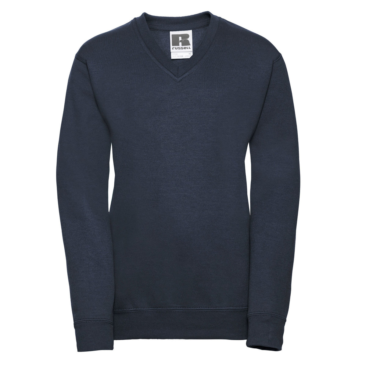 French Navy - Front - Russell Collection Childrens-Kids V Neck Sweatshirt