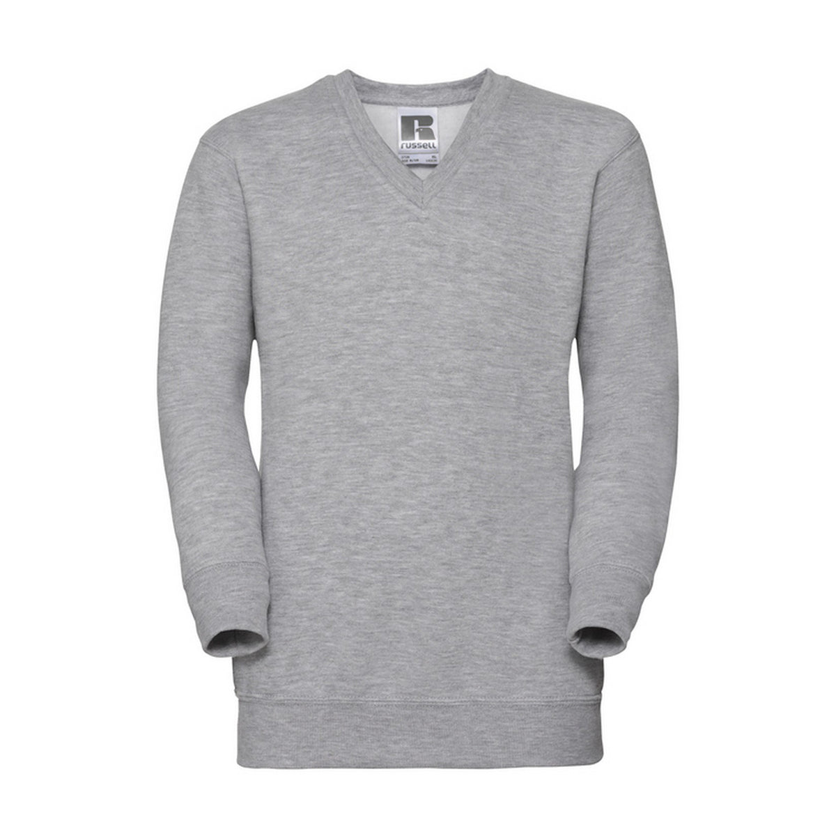 Light Oxford - Front - Russell Collection Childrens-Kids V Neck Sweatshirt