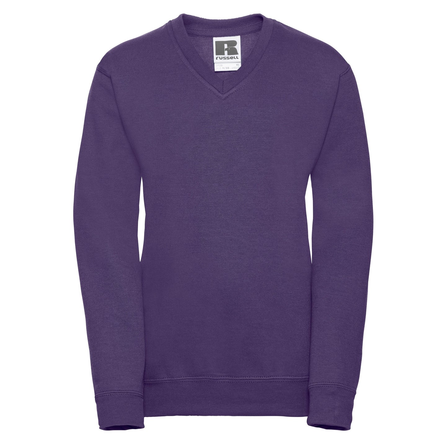 Purple - Front - Russell Collection Childrens-Kids V Neck Sweatshirt