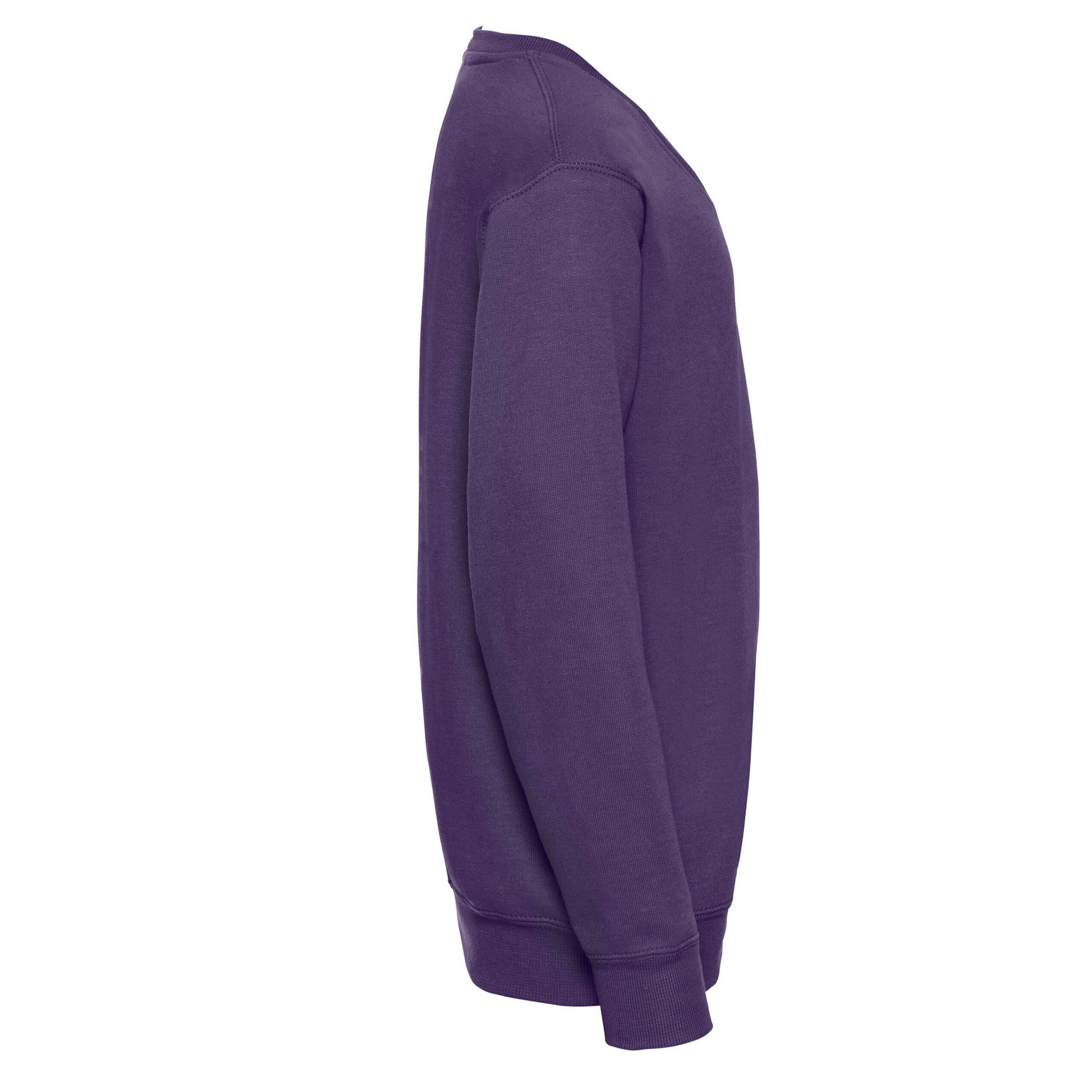 Purple - Side - Russell Collection Childrens-Kids V Neck Sweatshirt