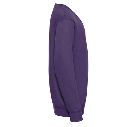 Purple - Side - Russell Collection Childrens-Kids V Neck Sweatshirt