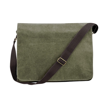 Vintage Military Green - Front - Quadra Vintage Canvas Messenger Bag
