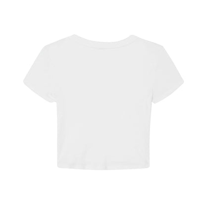 White - Back - Bella + Canvas Womens-Ladies Micro-Rib Cropped T-Shirt