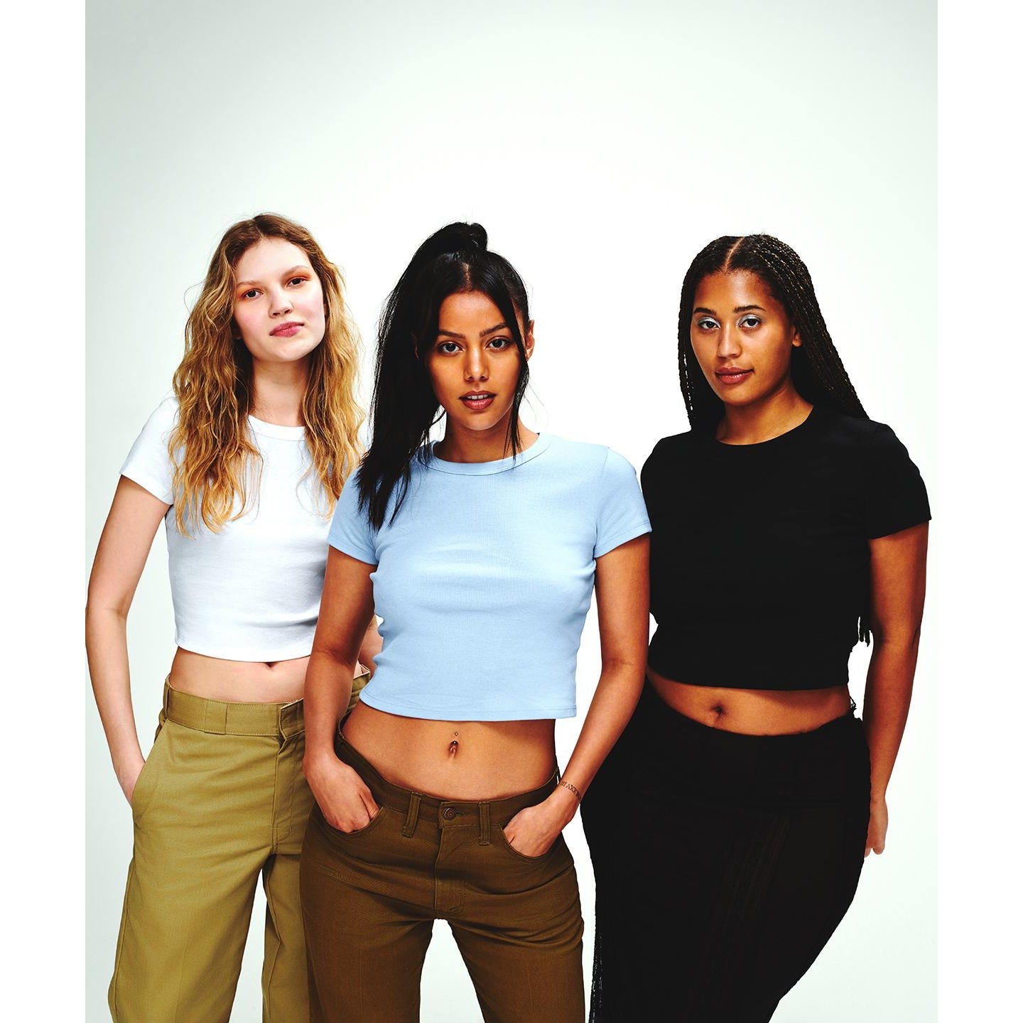 Solid Natural Blend - Front - Bella + Canvas Womens-Ladies Micro-Rib Cropped T-Shirt