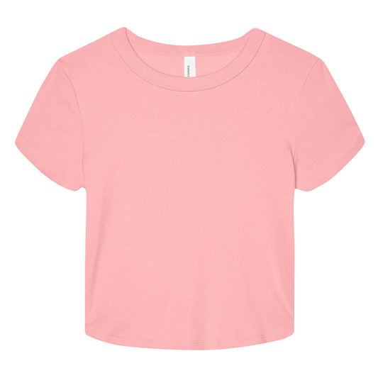 Solid Pink Blend - Front - Bella + Canvas Womens-Ladies Micro-Rib Cropped T-Shirt