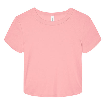 Solid Pink Blend - Front - Bella + Canvas Womens-Ladies Micro-Rib Cropped T-Shirt