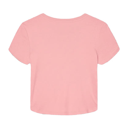 Solid Pink Blend - Back - Bella + Canvas Womens-Ladies Micro-Rib Cropped T-Shirt