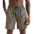 Navy-Mustard - Back - Wombat Mens Line Swim Shorts