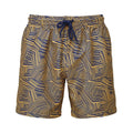 Navy-Mustard - Front - Wombat Mens Line Swim Shorts